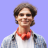 Smiling boy with red headphones standing and holding skateboard